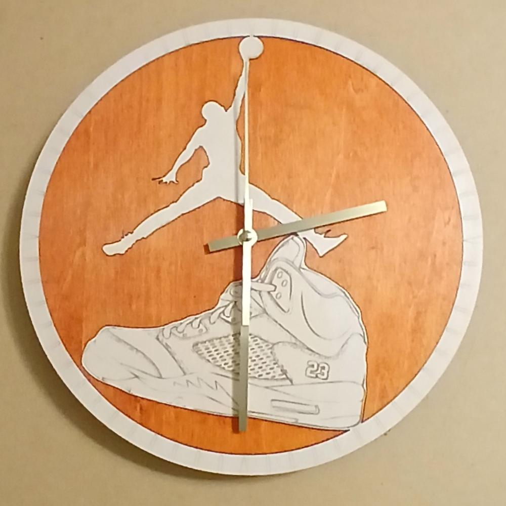 Air Jordan, Retro 5 Wood Wall Clock